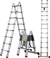 Telescopische/telescopische ladder 5 meter dubbele V-vorm 2,5*2,5M - Opvouwbare V-vorm of uit één stuk (5M)/ Professioneel