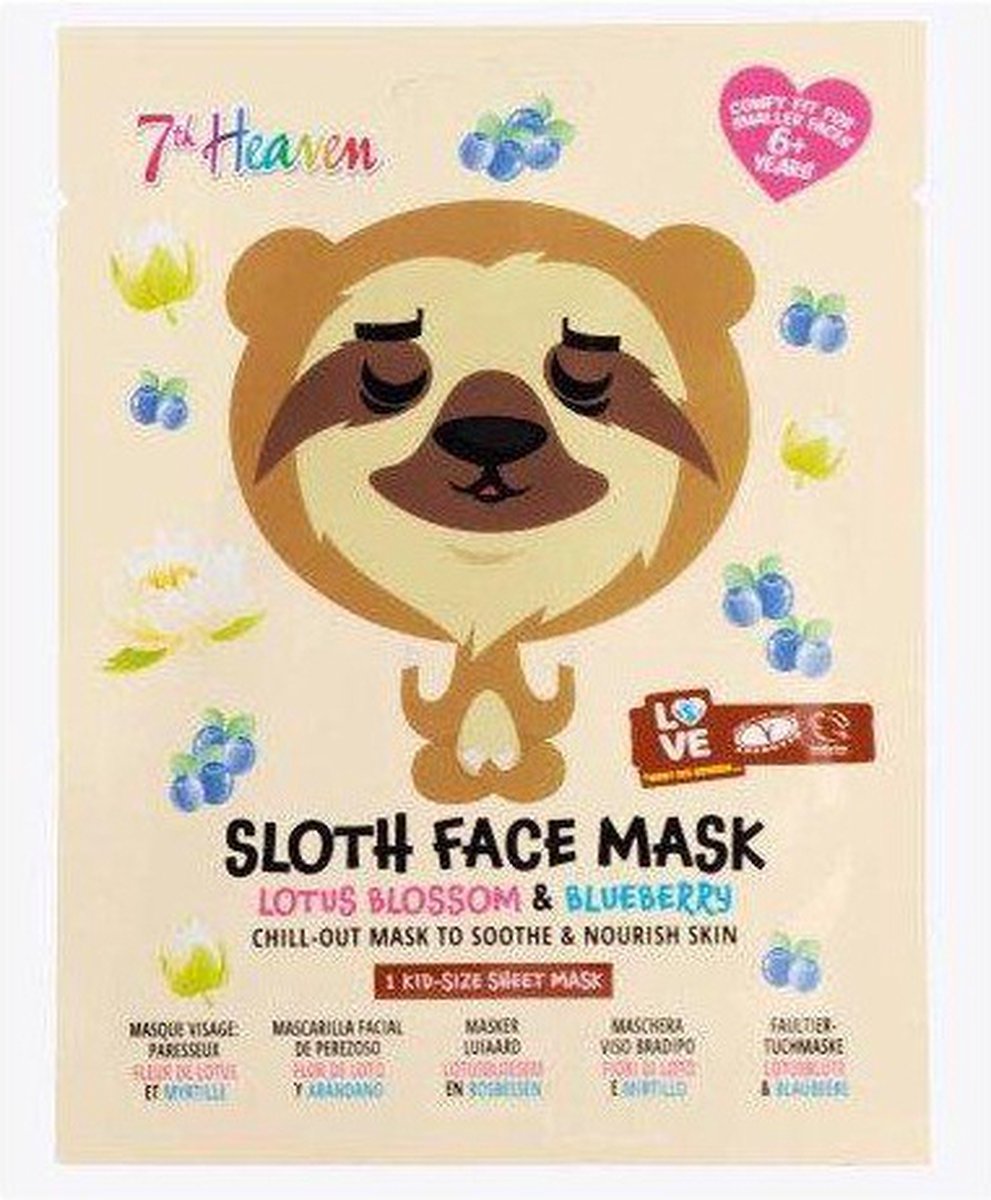 Goedkoopste 7th Heaven Sloth Face Mask Lotus Blossom & Blueberry