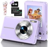 Vlog Camera Kinderen - Digitale Kindercamera - Kinderfototoestel - Kindercamera Digitaal - met 32GB micro SD kaart - Paars