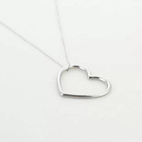 Bijoutheek Collier groot open hart Zilver