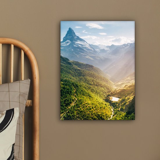 Tableau sur toile Montagnes - Plantes - Paysage - 30x40 cm - Décoration murale