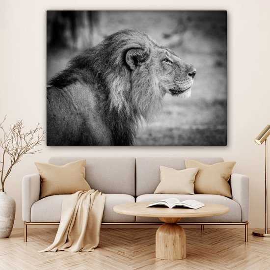 Toile de lion mâle 2cm 160x120 cm - Tirage photo sur toile (Décoration murale salon / chambre) / Animaux sauvages Peintures sur toile XXL / Groot format!