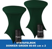 Statafelrok Donker Groen x 2 – ∅ 80-85 x 110 cm - Statafelhoes met Draagtas - Luxe Extra Dikke Stretch Sta Tafelrok voor Statafel – Kras- en Kreukvrije Hoes