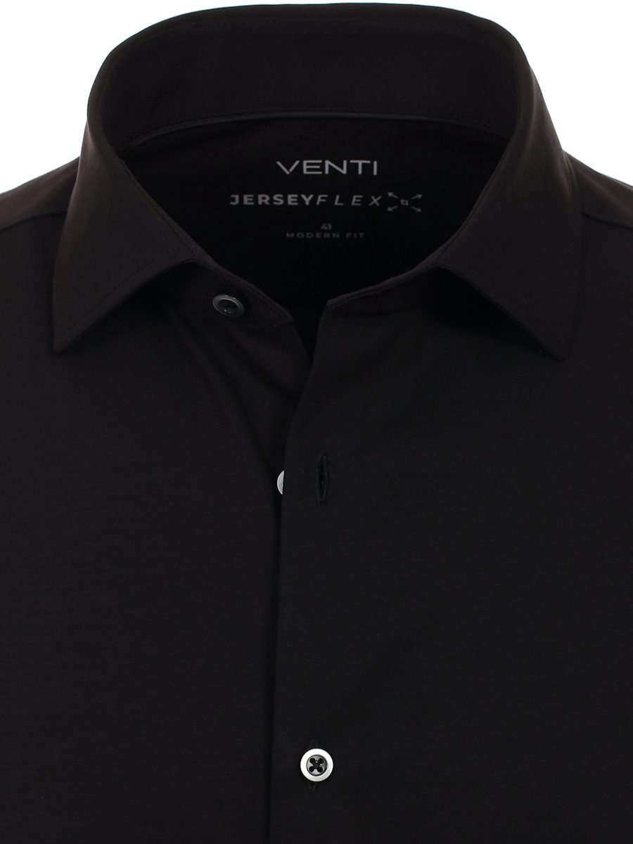 Venti Jerseyflex Overhemd Zwart Modern Fit 123963800-800 - L