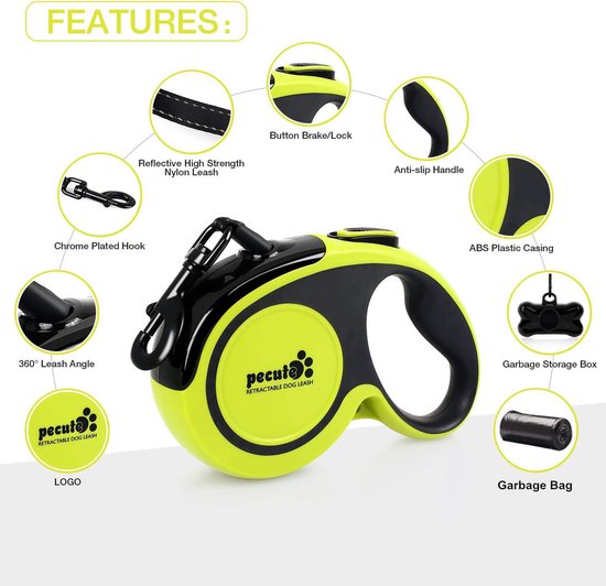 LOVPET Hondenrollijn, 5 m, hondenriem voor kleine en grote honden, 50 kg, uittrekbare lijn, ergonomische en antislip handgreep, jogginglijn, 360 graden lijnverlenging, looplijn, reflecterende mazen LOVPET Hondenrollijn, 5 m, hondenriem voor kleine en grote honden, 50 kg, uittrekbare lijn, ergonomische en antislip handgreep, jogginglijn, 360 graden lijnverlenging, looplijn, reflecterende mazen