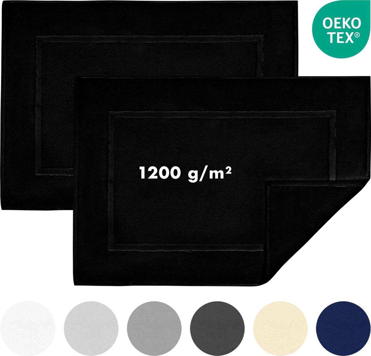Jacobson - Badmat 50x80 cm - set van 2 - Douchemat - Vloermat - Zwart