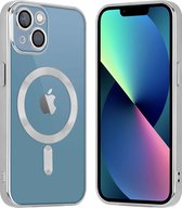 Coverzs telefoonhoesje geschikt voor Apple iPhone 13 Magneet hoesje met camera cover - magnetisch hoesje - zilver