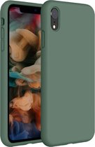 Coverzs Luxe Liquid Silicone case geschikt voor Apple iPhone Xr hoesje - Groen - Geschikt voor iPhone Xr case - Dennen groene case - Beschermhoesje - Backcover hoesje - Dennengroen