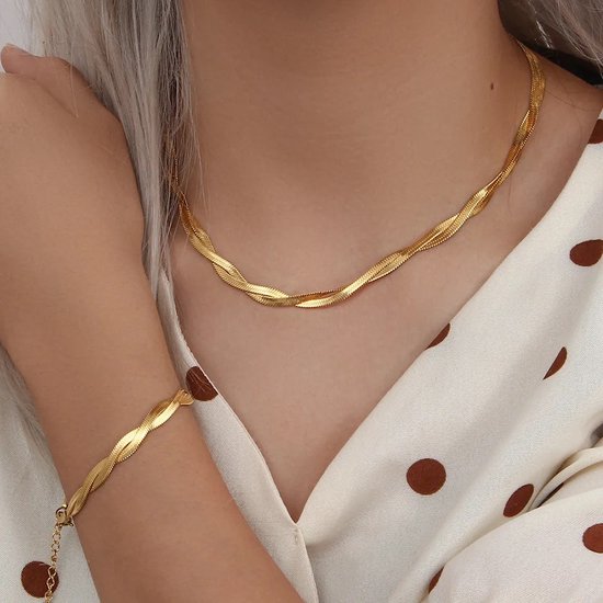 Borasi Gevlochten Dames Armband | Dames Armband Gedraaid | Goldplated | 17 cm tot 21 cm | Dames Sieraden |