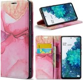 Casemania Hoesje Geschikt voor Samsung Galaxy A51 Pink Rhodonite - Marmer Portemonnee Book Case