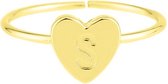 Goudkleurige bijoux ring met hart initiaal