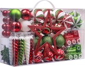 Kerstballen 100 stuks kunststof kerstboomdecoratie met boomtopper en hangerdecoratie meermalige verpakking