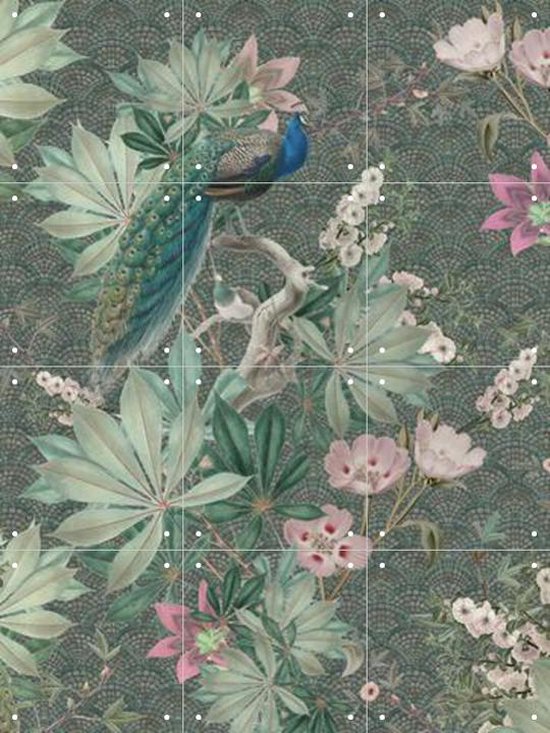 IXXI Botanical Garden Peacock - Wanddecoratie - Dieren en insecten - 60 x 80 cm