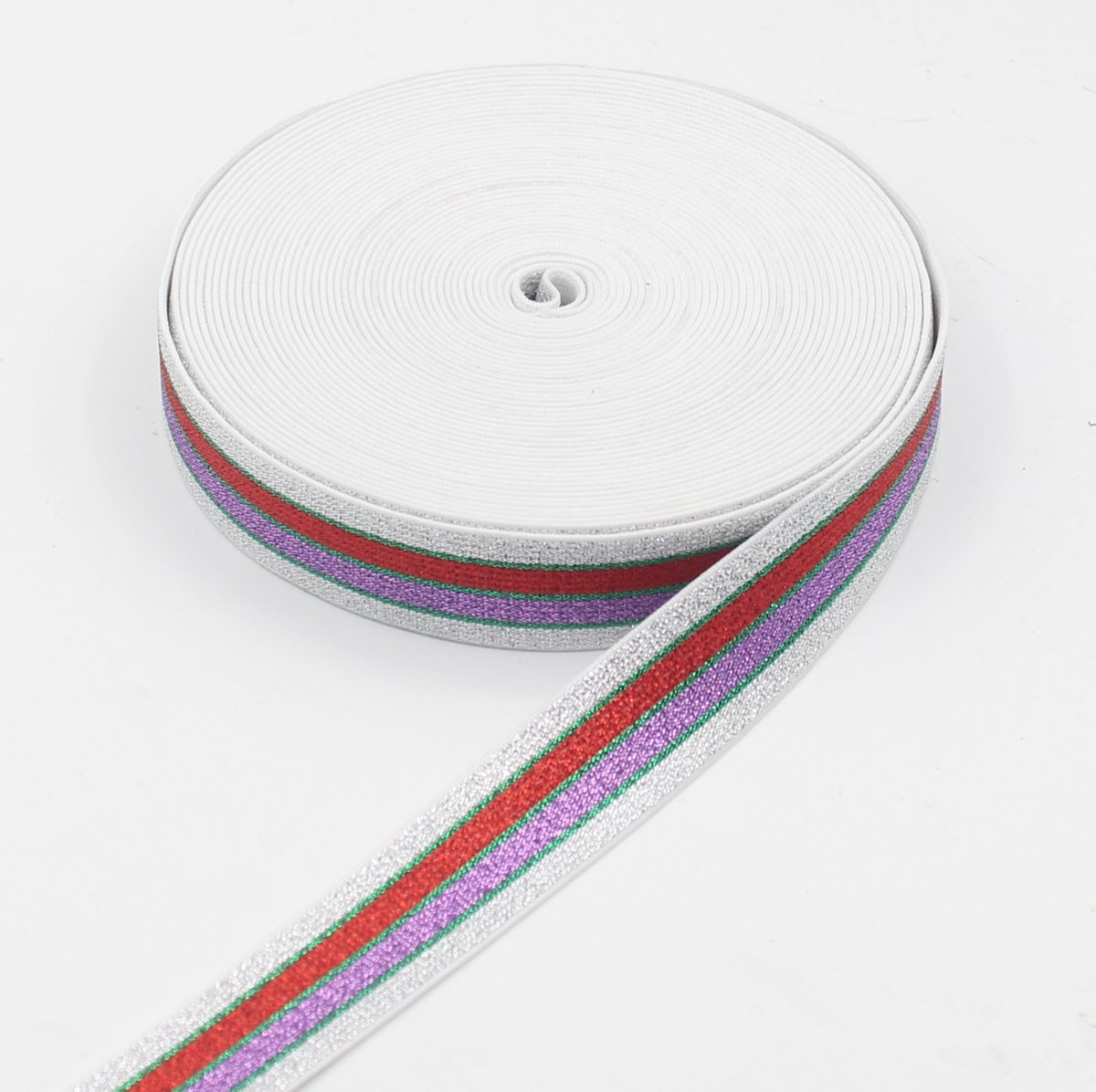 5 Meter LUREX ELASTIEK, Breedte 25MM, Kleur MULTI 03