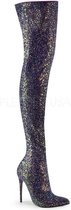 COURTLY-3015 - (EU 36 = US 6) - 5 Glitter Thigh High Boot, 1/3 Side Zip