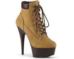 DELIGHT-600TL-02 - (EU 39 = US 9) - 6 Heel, 1 3/4 PF Lace-up Front Bootie, Side Zip
