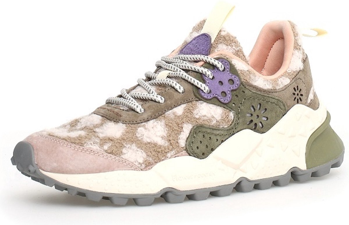 Flower Mountain dames sneakers roze van suède en teddy bol