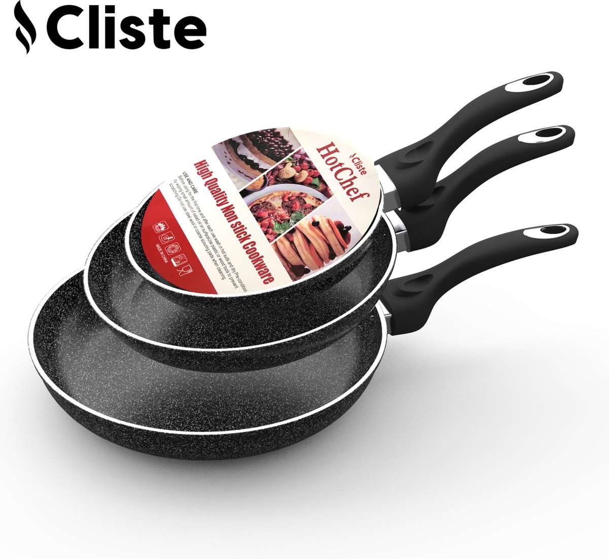 EliteHoff Lot De 4 Poêles Induction - 20/24/28 Cm + Poêle Crêpes 24 Cm - Revêtement Antiadhésif Marbré Gris