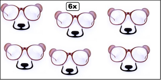 6x Bril Beertje met snoet - Themafeest festival dieren uitdeel optocht