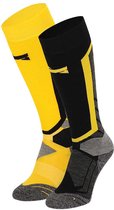 Xtreme Snowboard Sokken - Multi Yellow - Maat 35/38 - 2 paar Snowboardsokken - Verstevigde Hiel, Kuit en Scheenbeen - Extra Ventilerend - Naadloze teen