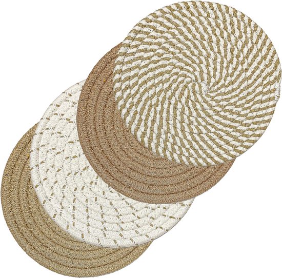 Pannen onderzetters rond - set 4x stuks - van kurk - dia 18 cm