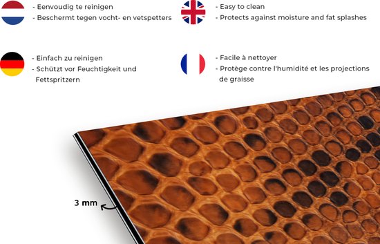 Spatwand fornuis - Achterwand - Leer - Bruin - Patronen - Spatwand - 70x50 cm - Spatscherm