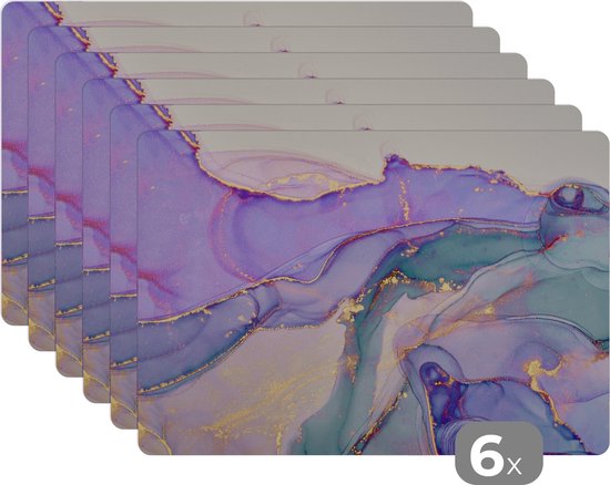 Napperons de table - Marbre - Violet - Goud - Sets de table pads - 45x30 cm - 6 pièces