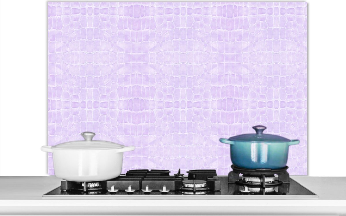 Spatwand fornuis - Leer - Roze - Structuur - Keuken - 100x65 cm - Spatscherm - Achterwand