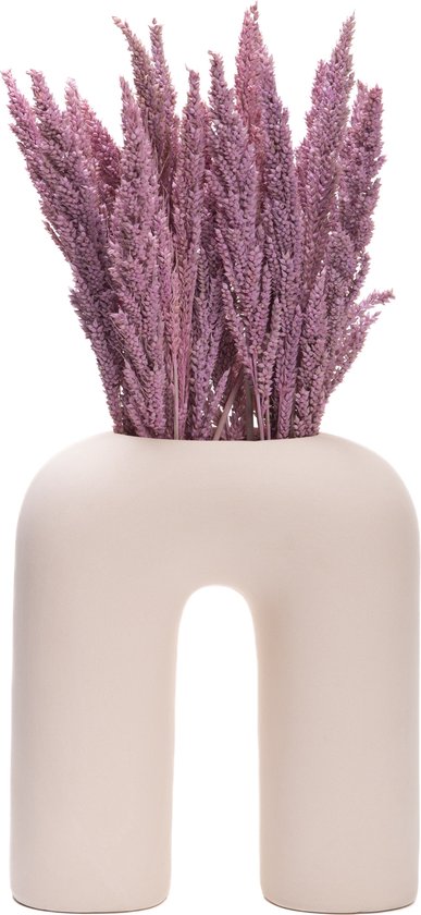 QUVIO Vaas - U vorm - Keramiek - Vazen - Bloemenvaas - Vaasje - Vaas voor droogbloemen - Japandi - Scandinavisch - Beige
