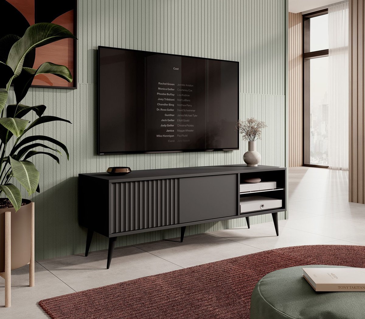 Meubella - TV-Meubel Winq - Antraciet - 135 cm