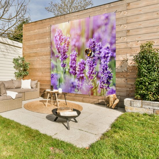 Décoration de jardin lavande - Fleurs - Nature - 200x200 cm - Jardin - Décoration clôture - Affiche jardin - Toile clôture - Affiche extérieur - Décoration jardin - Décoration balcon - Peinture jardin