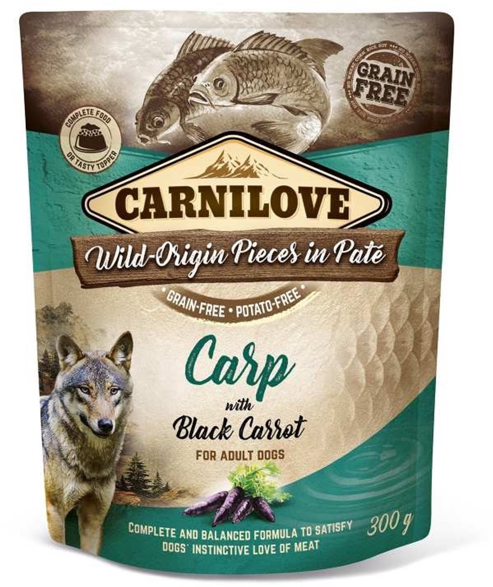Carnilove Carnilove Dog Pouch Pate Carp with Black Carrot 300 gram - - Honden Natvoer