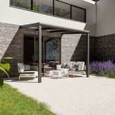 Pratt & Söhne Abri de terrasse 3x2,5 m - Abri de jardin en polycarbonate transparent et résistant aux intempéries - Véranda avec stores pare-soleil et pieds en aluminium - Anthracite