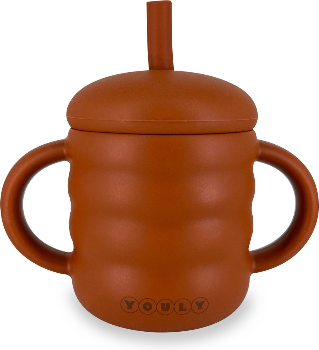 Goedkoopste Youly® Bubble Rietjesbeker – Anti-Lek Drinkbeker – Siliconen Drinkbeker voor Kinderen – BPA-vrij – Antislip – Vaatwasserbestendig – Roest Bruin – 160 ml