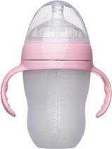 LuxeBass Babyfles met Handvaten | Voedingsfles Melkfles voor Baby | 250ml Roze