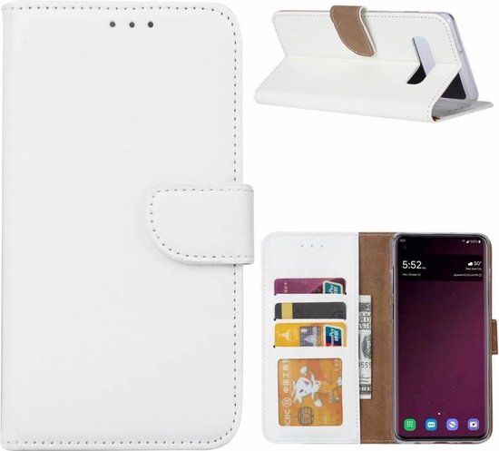 Étui LuxeBass adapté pour Samsung Galaxy S10E - Bookcase Wit - étui portefeuille - bibliothèque - couverture de livre - étui de livre - couverture de livre