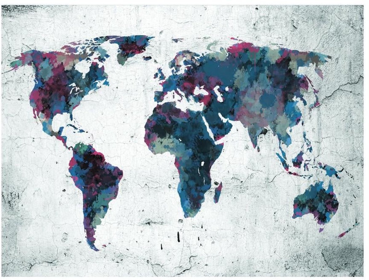 Fotobehang - World map on the wall.