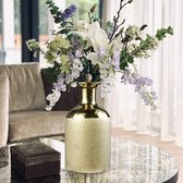 Bloemenvazen keramische decoratieve vazen, vazen set decoratie, handgemaakt: vazen vintage gouden hoge keramische bloemenvaas, vazen voor pampasgras, moederdagcadeau, hoogte 26 cm