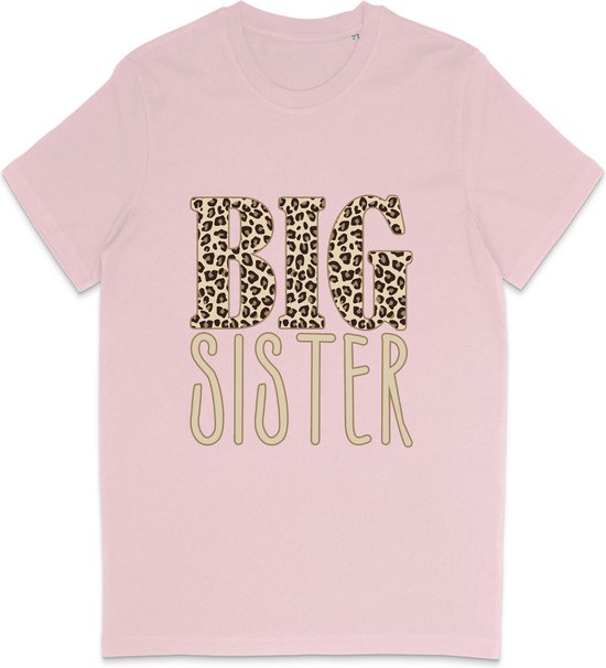T Shirt Meisjes - Grote Zus - Big Sister Quote Print Opdruk - Roze - Maat 152