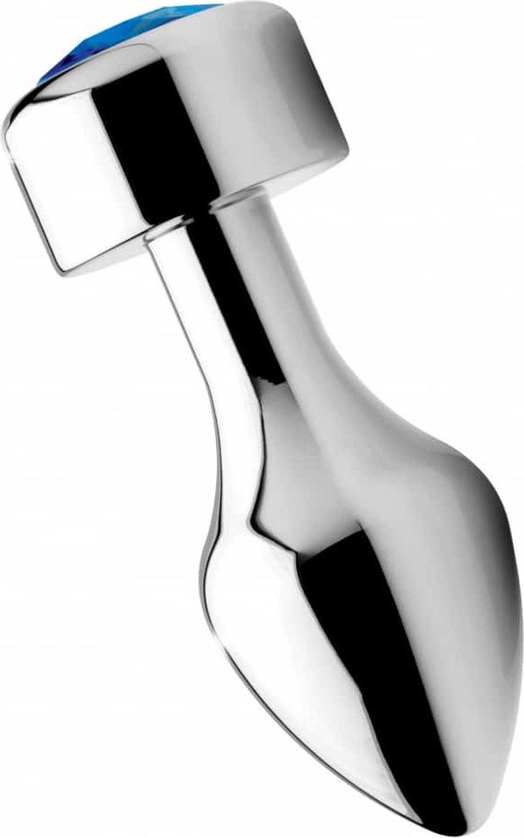 Goedkoopste Aluminum Buttplug Met Blauw Kristal - Groot