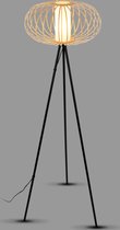 BRILONER Rotti - Vloerlamp - naturel design - staande lamp - houtkleurig - E27 fitting - 153 cm