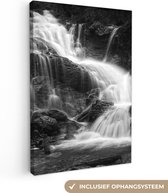 Canvas schilderij - Waterval - Stenen - Natuur - Foto op canvas - Canvasdoek - 80x120 cm - Schilderijen op canvas