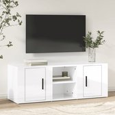 vidaXL - Tv-meubel - 100x31,5x35 - cm - bewerkt - hout - hoogglans - wit