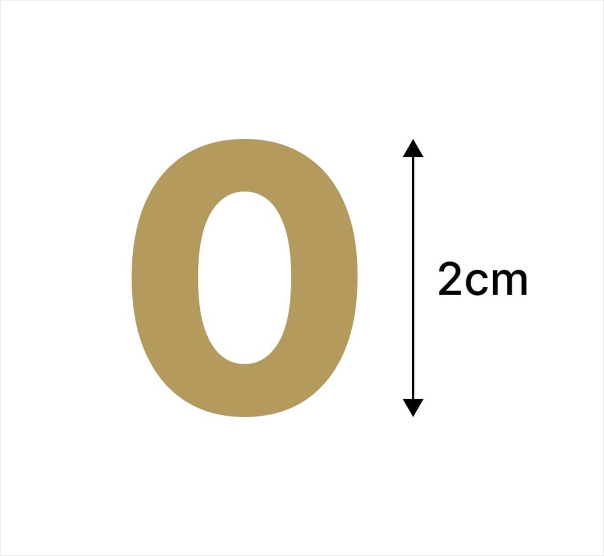 Cijfer stickers / Plaknummers - Stickervel Set - Metallic Goud - 2cm hoog - Geschikt voor binnen en buiten - Standaard lettertype - Mat — afbeelding 2