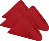 Serviettes en tissu [lot de 24, rouge] 43 x 43 cm, Serviettes de table 100 % polyester avec Rebords frangés, Serviettes lavables idéales pour les fêtes, les mariages et les dîners.