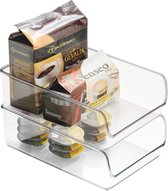 Set de 2 boîtes de rangement - récipients pour aliments en conserve et emballés - organisateur pour cuisine et garde-manger - transparent