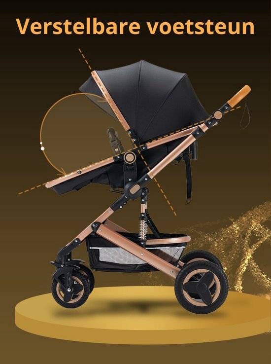 Happyment 3 in 1 Kinderwagen - Buggy - Wandelwagen Baby - Reisbuggy - Reis Buggy - Plooibuggy - Grijs van Happyment — afbeelding 5