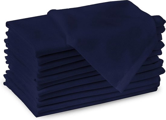 Homes Serviettes de table de salle à manger de couleur Solid - Set de 12 - Lavables, carrées, 100 % Katoen - Pour les dîners de famille et les fêtes en plein air et pour un usage quotidien (43 x 43 cm, Blue Scotch )