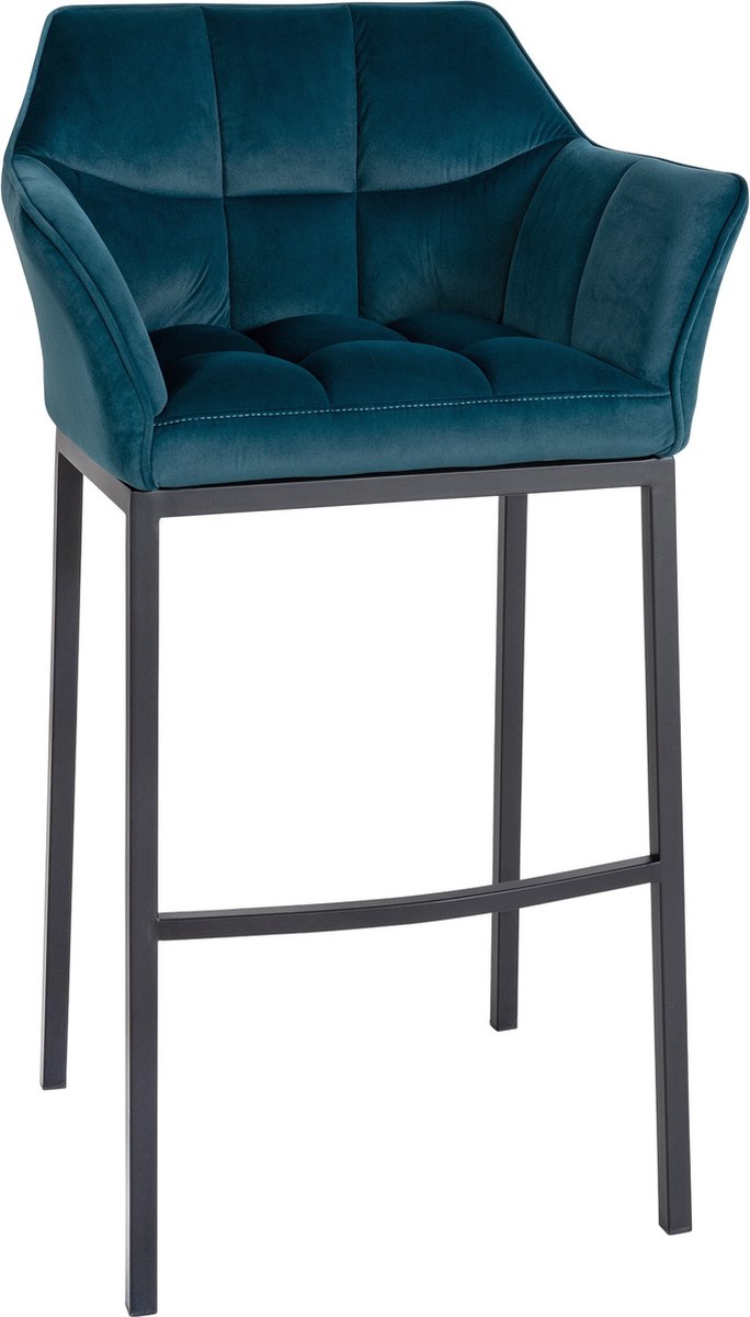 CLP Barkruk Damaso met fluwelen bekleding, metalen vierpoot, belastbaar tot 240 kg zwart/groen