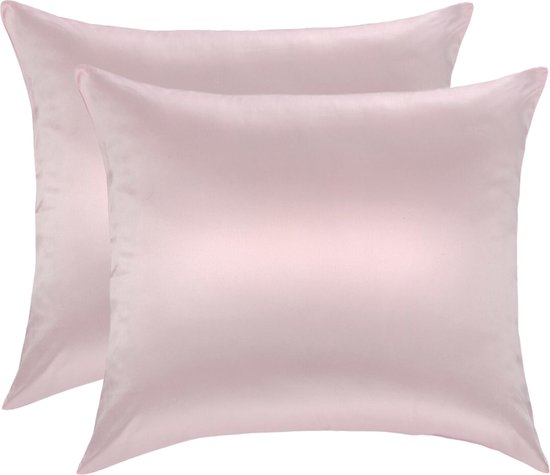 Ensemble économique 2x Taie d'oreiller 100% Soie Fermeture Hôtel Vintage Rose Brillant - 22MM - 50x60cm - 50x60cm